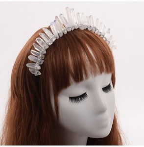 Headbands Raw Crystal Quartz Tiara Mermaid Crown Headband - Full Crown-01 - CG189ZS6NS5