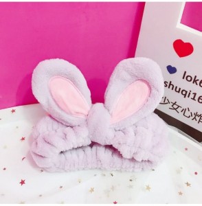 Headbands Cute Cartoon Rabbit Ear Headband Wired Bowknot Hair Band Head Wraps - Rabbit Ear(purple) - CZ18E8NQ9DM