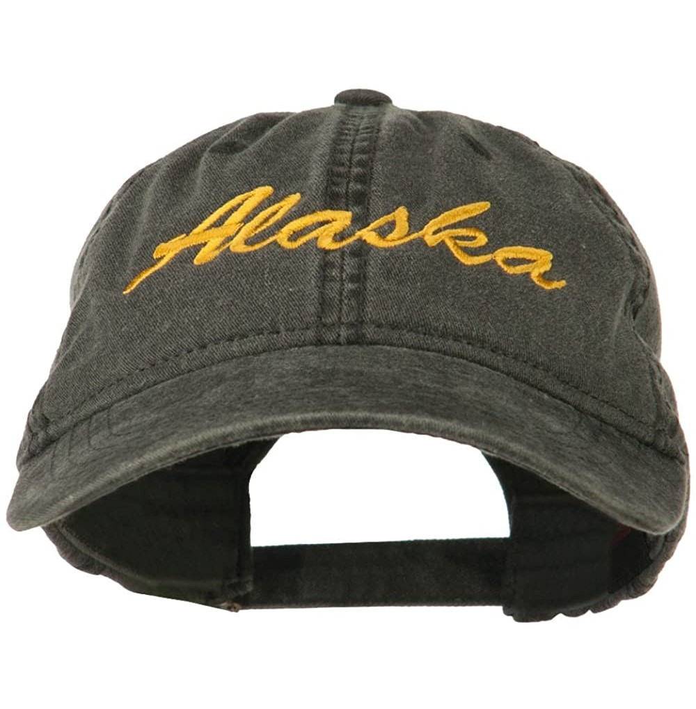 Baseball Caps Western State Alaska Embroidered Washed Cap - Black - CS11MJ3U0MB