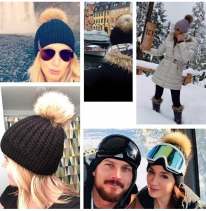 Skullies & Beanies Women's Winter Pom Pom Beanie Ski Knitted Hat in Fall Winter - Brown - CC18L9ENMOS