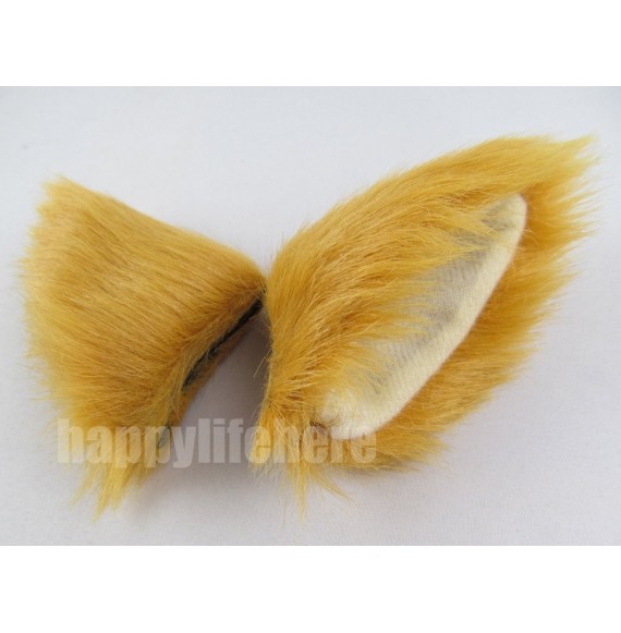 Headbands Long Fur Cat Ears and Cat Tail Set Halloween Party Kitty Cosplay Costume Kits (Orange yellow) - Orange yellow - CJ1...