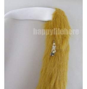 Headbands Long Fur Cat Ears and Cat Tail Set Halloween Party Kitty Cosplay Costume Kits (Orange yellow) - Orange yellow - CJ1...