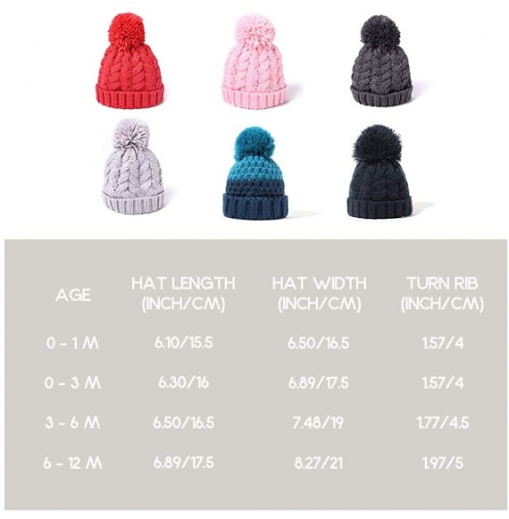 Skullies & Beanies Baby Unisex Boy Girl Cable Knit Chunky Pom Fleece Lining Beanie Hat - Light Grey - CJ192I5LW2A