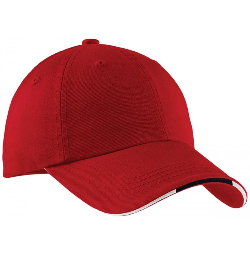 Baseball Caps Signature Sandwich Bill Cap with Striped Closure C830 - Red and Classic Navy and White - CD113MWD9SF