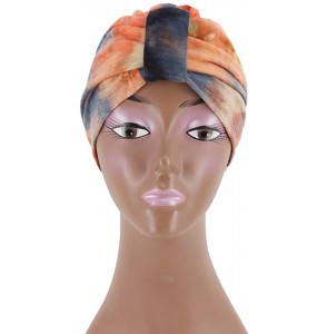 Skullies & Beanies Women Tie-Dye Headband Hat Cotton Softening Chemotherapy Cap Sleeping Cap Hair Loss Headwrap - Orange - C5...
