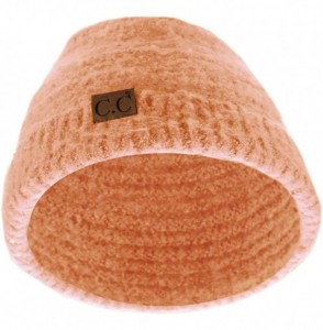 Skullies & Beanies Unisex Solid Color Warm Boucle Knit Skull Cap Cuff Beanie - Rose - C618YZIW444