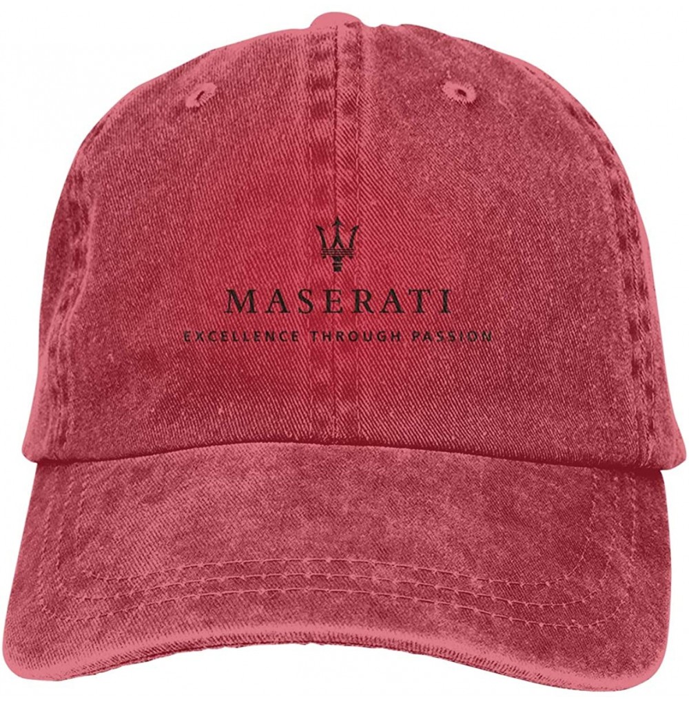 Baseball Caps Men Maserati Logo 100% Cotton Workout Cap Adjustable Unstructured Hat - Red - CU18XXECKQC