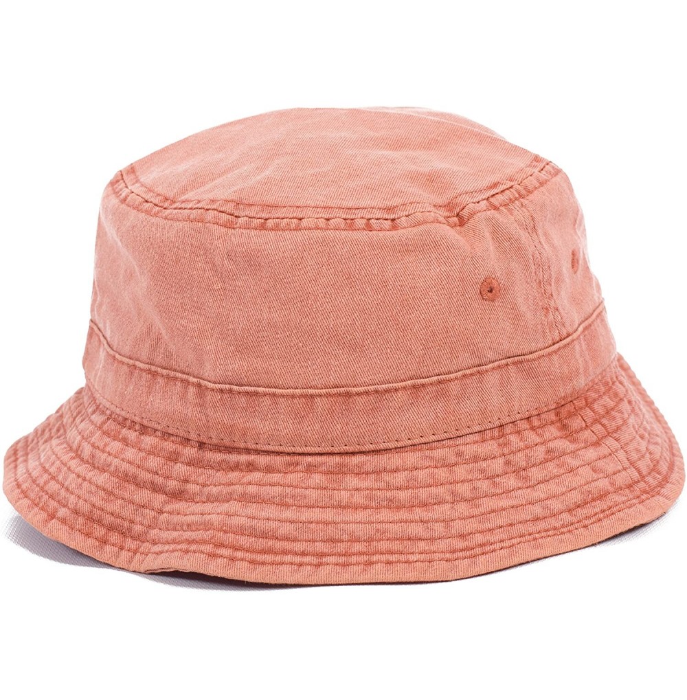 Bucket Hats Plain Solid Color Safari Sun Bucket Fishermen Fisherman Washed Cotton Hat - Orange - Washed Orange - CQ17YK8ZYM2