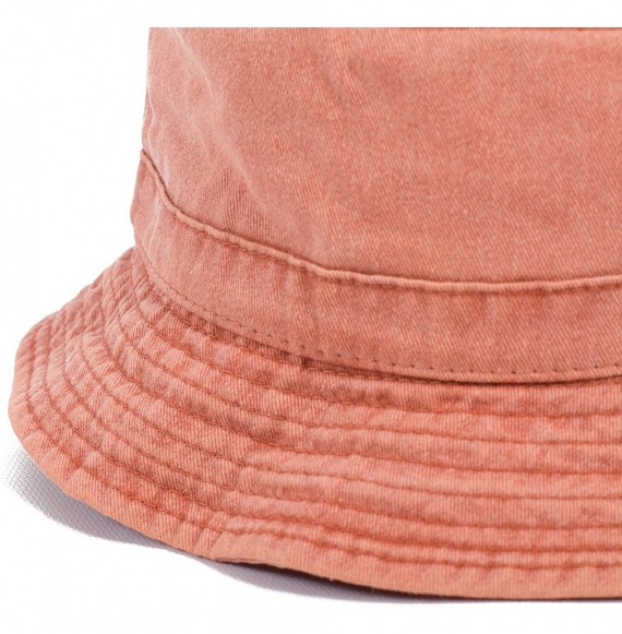 Bucket Hats Plain Solid Color Safari Sun Bucket Fishermen Fisherman Washed Cotton Hat - Orange - Washed Orange - CQ17YK8ZYM2