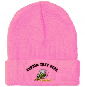 Skullies & Beanies Custom Beanie for Men & Women Seabees Embroidery Acrylic Skull Cap Hat - Soft Pink - CL18ZS2YMCX