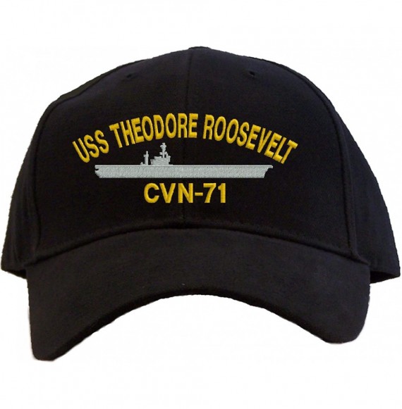 Baseball Caps USS Theodore Roosevelt CVN-71 Embroidered Baseball Cap - Black - CV11EW6A739