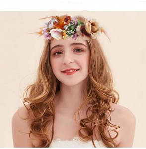 Headbands Flower Wreath Headband Halo Floral Crown Garland Headpiece with Adjustable Ribbon Wedding Festival Party - 63 - CA1...