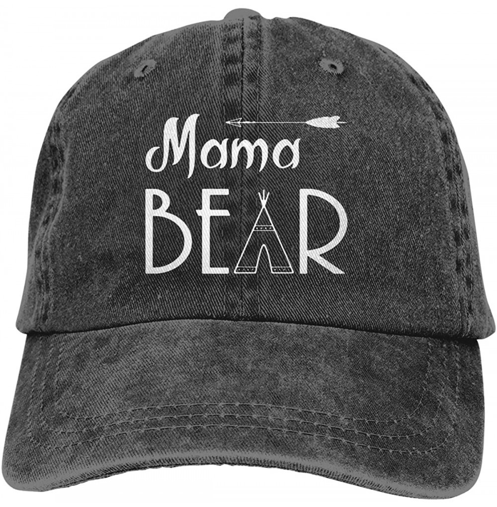 Baseball Caps Unisex Mama Bear Denim Hat Adjustable Washed Dyed Cotton Dad Baseball Caps - Print Logo Black 1 - CC18QLG47GE