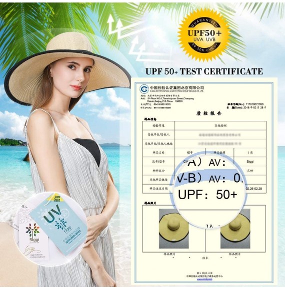 Sun Hats Floppy Straw Sun Hat UPF 50 Wide Brim Beach Summer Hats Packable - 16025beigelarge - CO18R3AIGGS