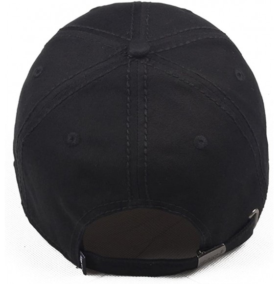 Baseball Caps Men's Sailing Style Cotton Structured Baseball Cap Adjustable Buckle Closure Sports Golf Hat - B0083_black - C4...