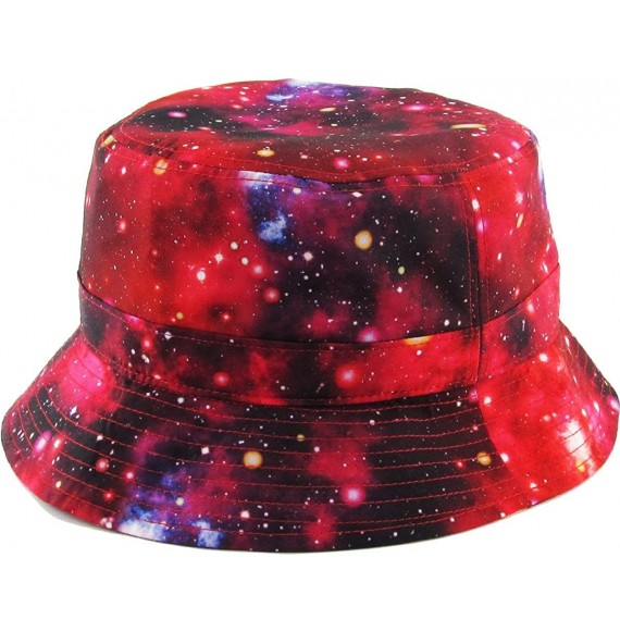 Bucket Hats Floral Galaxy Leaf Aztec Tropical Print Bucket Hat Summer Boonie Cap - 01) Galaxy - Red - C511MGTFH8F