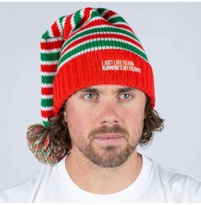 Skullies & Beanies Pom Pom Beanie Hat for Runners - Running Hats - Elf (Red/Green) - CY18DR6R8OQ