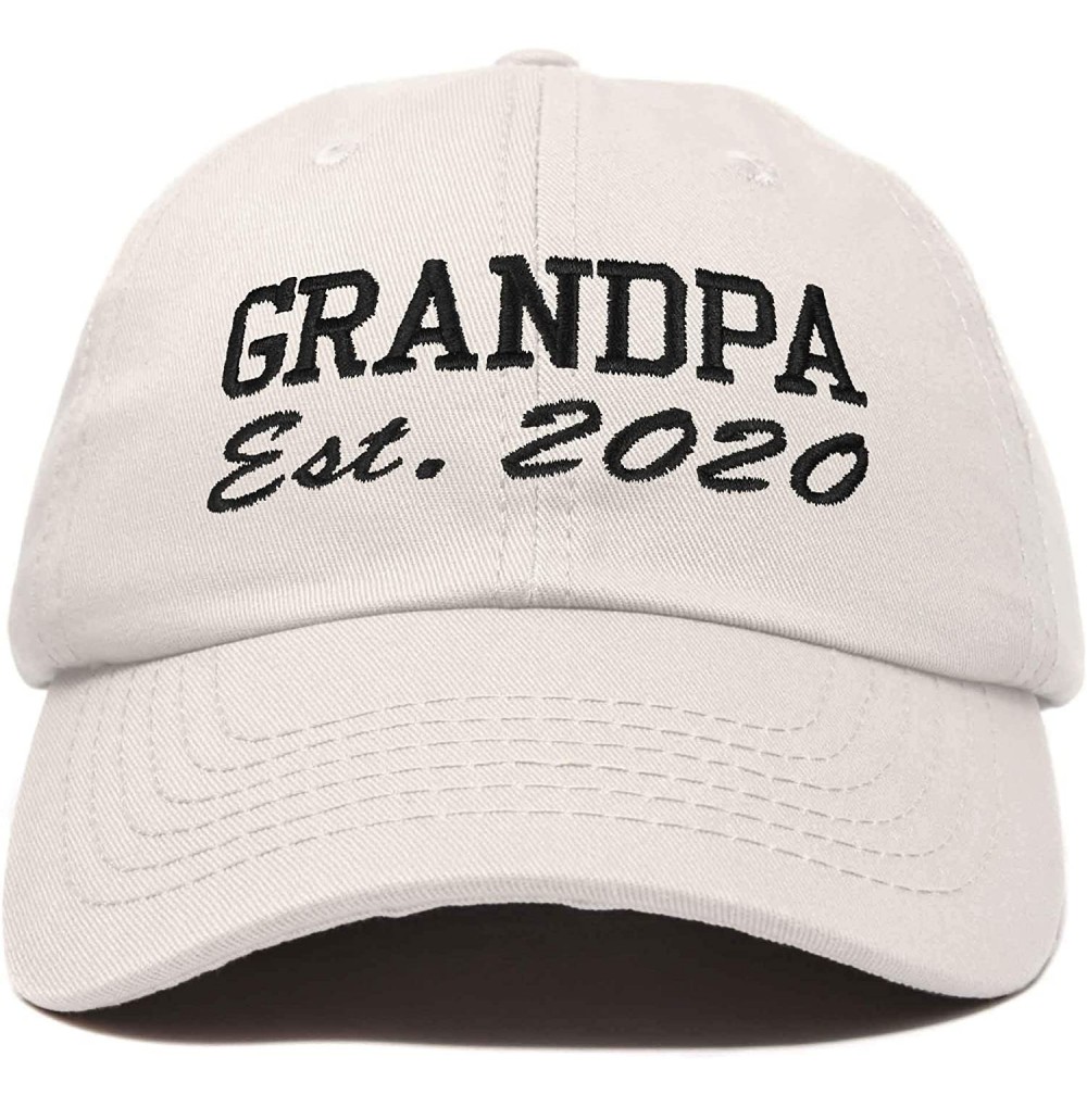 Baseball Caps New Grandpa Hat Est 2019 2020 Fun Gift Embroidered Dad Hat Cotton Cap - Beige - CI18RZCHTQD