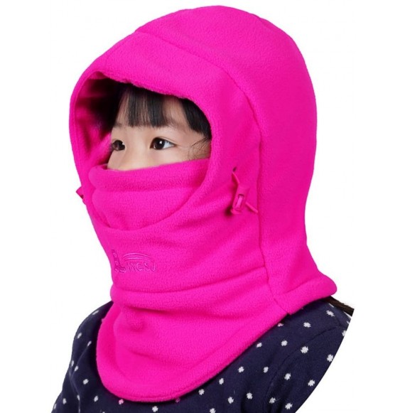 Skullies & Beanies Children's Winter Windproof Cap Thick Warm Face Cover Adjustable Ski Hat - Rosered 2 - CM186Q8A0T4