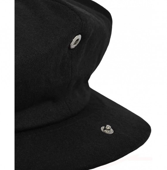 Newsboy Caps Men's Wool Newsboy Cap- Herringbone Driving Cabbie Tweed Applejack Golf Hat - Black - C81883DN483