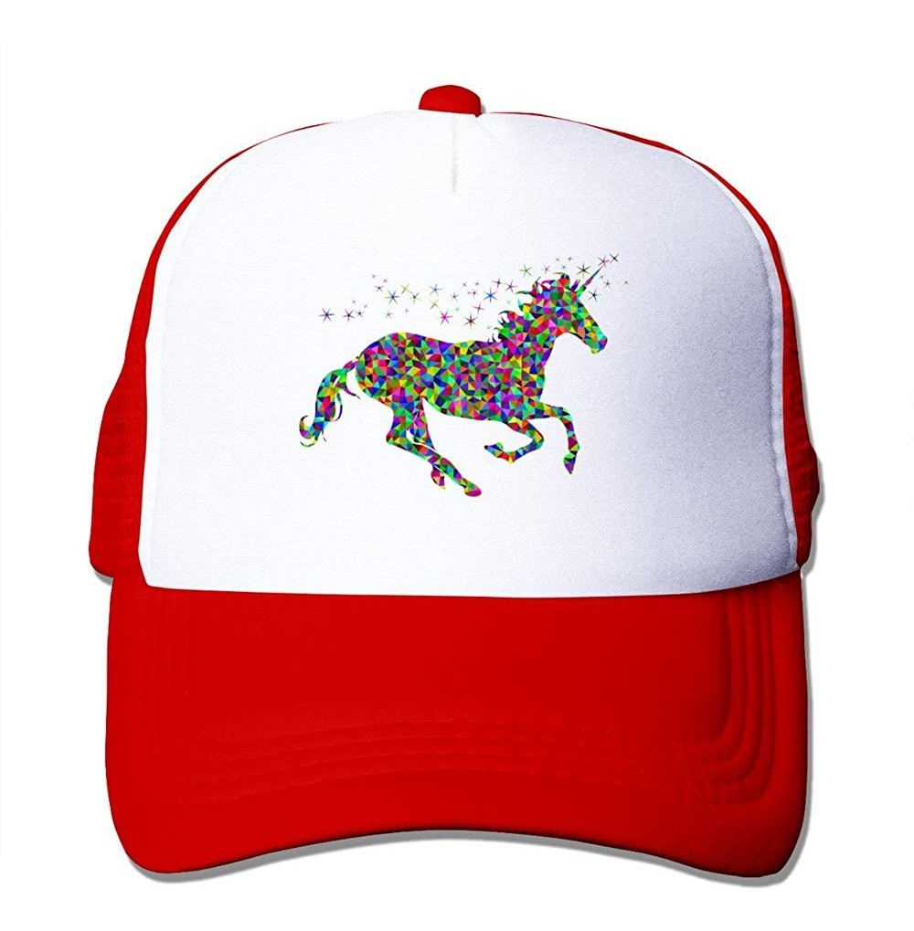 Baseball Caps MZONE Unisex Snapback Cap Hats Rainbow Unicorn Baseball Cap Hat Black - Red - CG12EN416X5