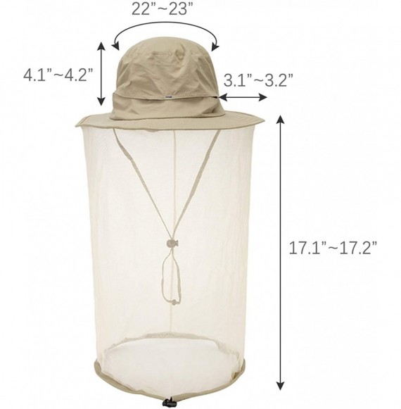Sun Hats Head Net Hat Safari Hats Sun Protection Water Repellent Bucket Boonie Hats Hidden Outdoor - Khaki - CD18RHESIL5
