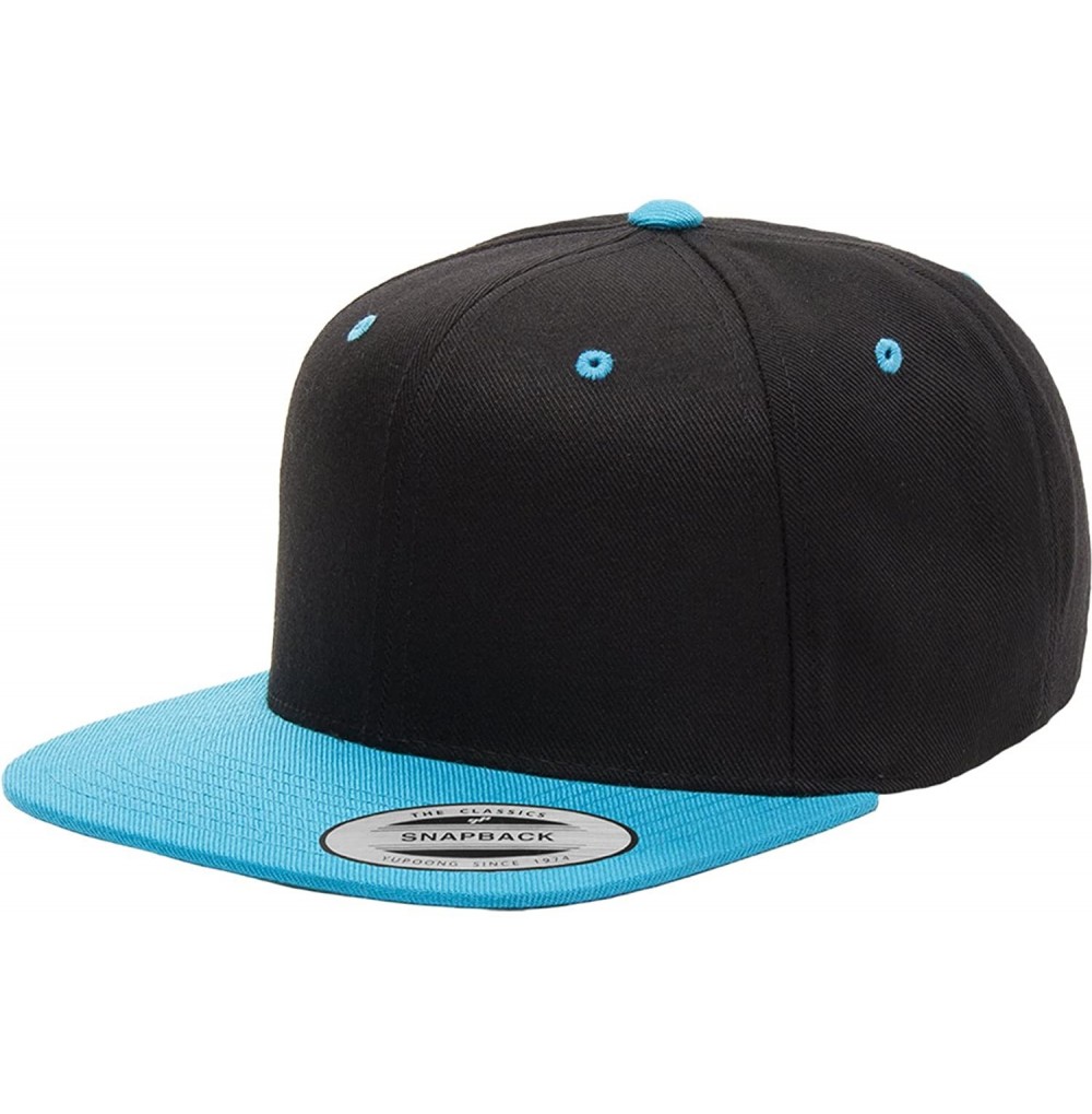Baseball Caps Classic Wool Snapback with Green Undervisor Yupoong 6089 M/T - Black/Teal - CZ12LC2QE01