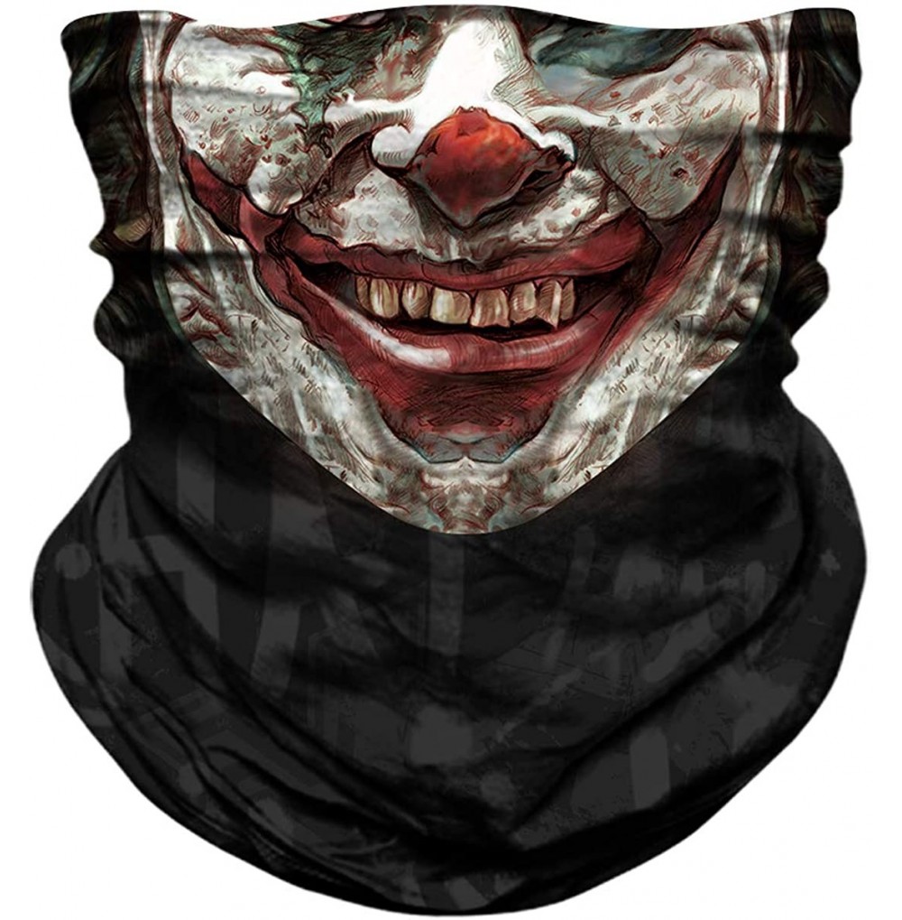 Balaclavas Motorcycle Skull Face Sun Mask Rinding 3D Neck Gaiter Bandanas Headwear - B-horriable-weird Ugly Clown - C3194LK6HI6
