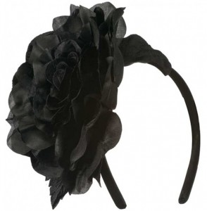 Headbands 6 Inch Flower Satin Covered Headband - Black W15S70C - C211E8U8NL3