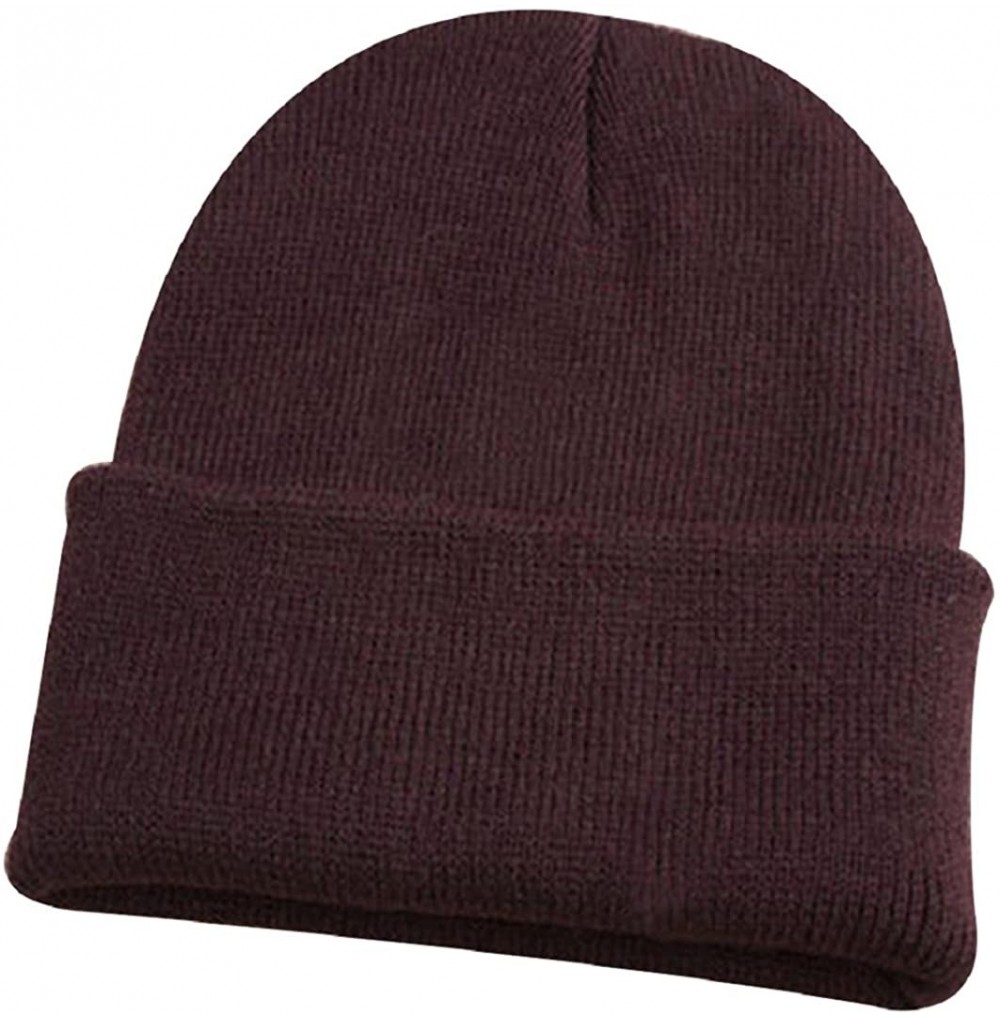 Skullies & Beanies Men Women Beanie Knit Cap Hip-Hop Winter Warm Elastic Cuff Hat - Coffee - CQ12O589T5S
