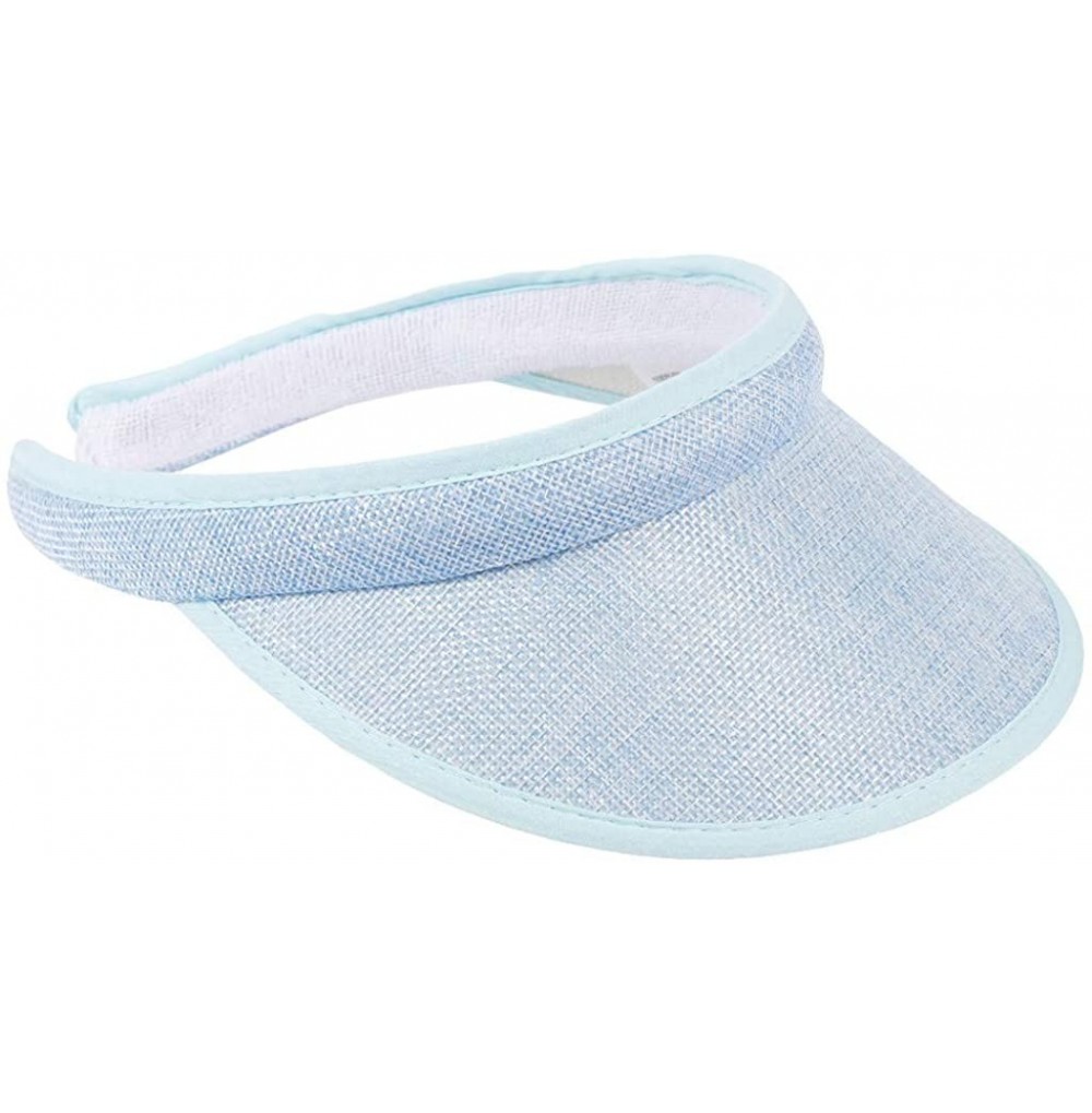 Sun Hats Women Hats Summer Sun UV Protection Visor Wide Brim Clip on Beach Pool Golf Cap for Girls - Sky Blue - CZ18SDIGN7D