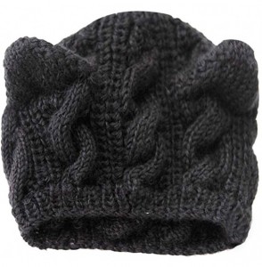 Skullies & Beanies Women's Adorable Cat Ears Beanies Caps Winter Thick Knitted Hat - Black - CV18L8TSDQH