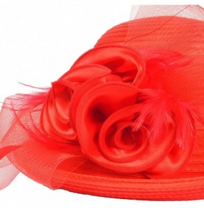 Bucket Hats Women Kentucky Derby Church Dress Cloche Hat Fascinator Floral Tea Party Wedding Bucket Hat S052 - S608-red - CK1...