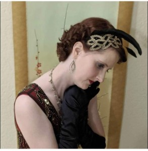 Headbands Flapper Headband 1920s Gatsby Leaf Hair Accessory for Women- Black Gold - Black Gold - C2110RCT12V