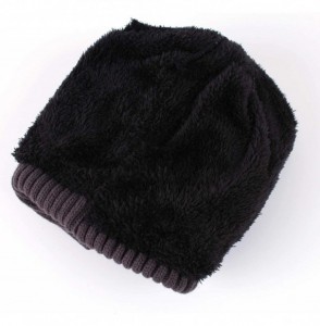 Skullies & Beanies Men's Winter Warm Thick Knit Beanie Hat with Visor - A-dark Grey - CP18AHHHED0