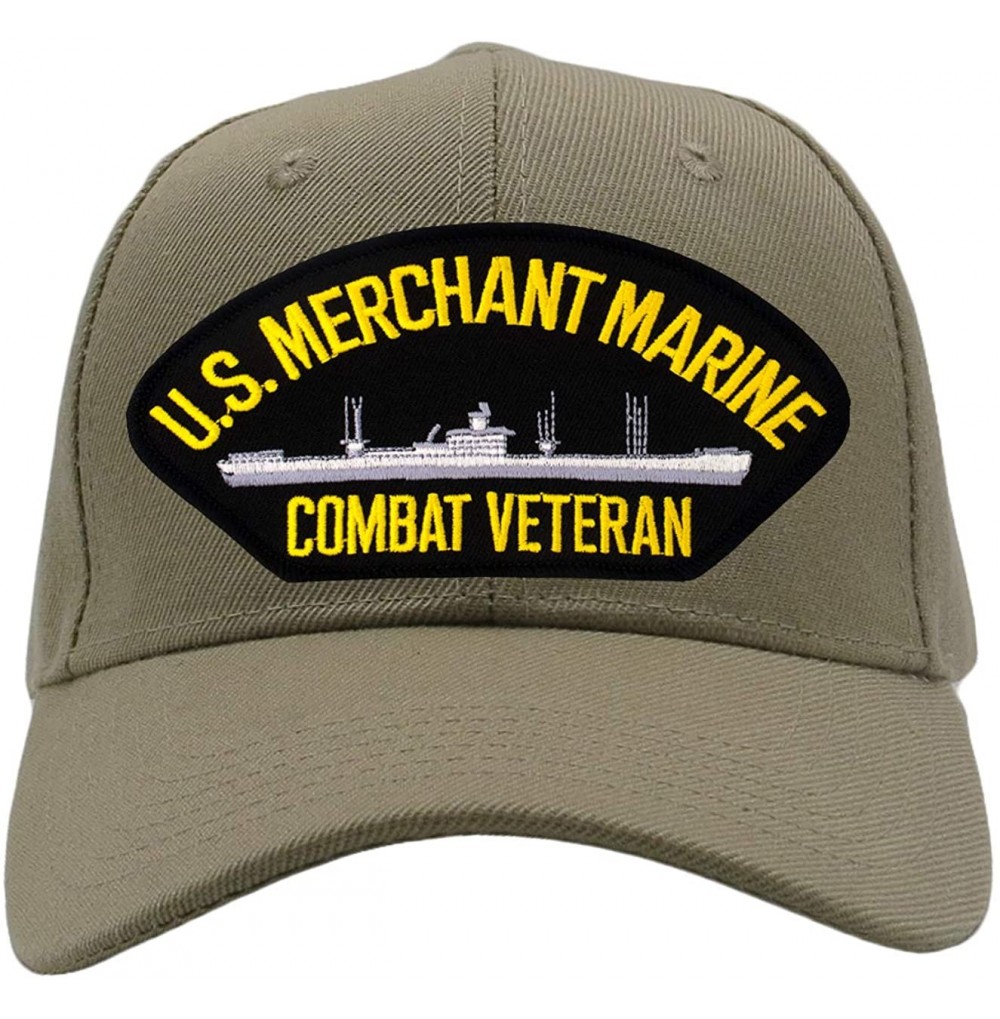 Baseball Caps US Merchant Marine - Combat Veteran Hat/Ballcap Adjustable One Size Fits Most - Tan/Khaki - C118OQA8QQ7