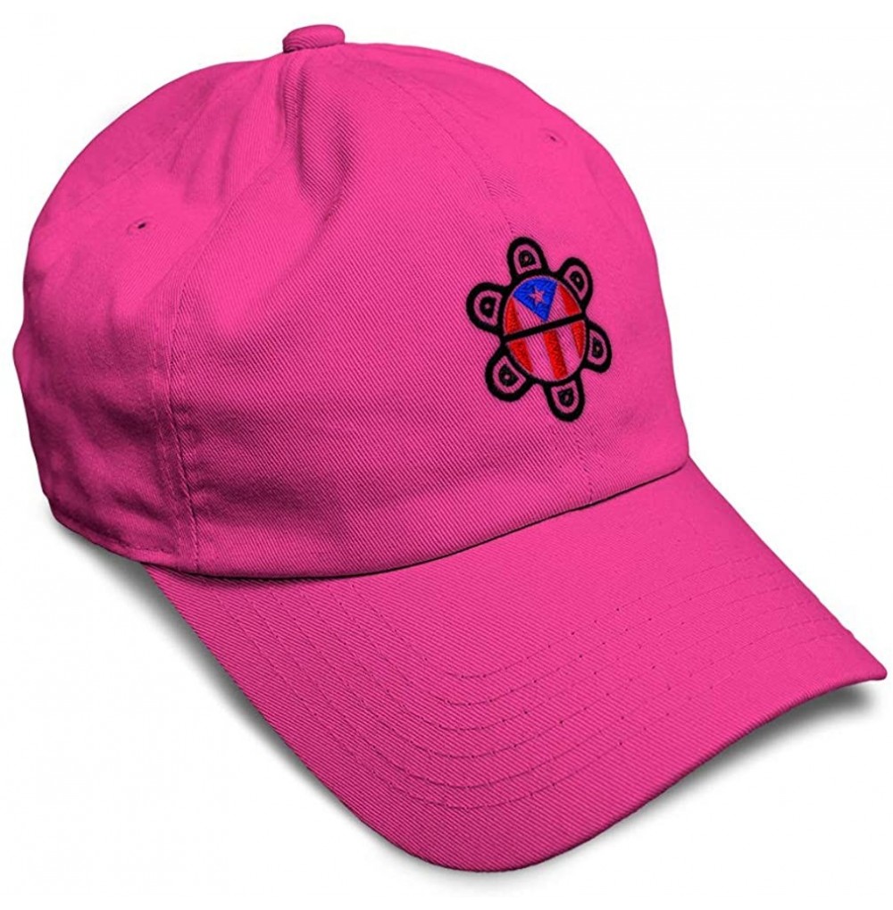 Baseball Caps Custom Soft Baseball Cap Puerto Rico Flag Sol Taino B Embroidery Cotton - Hot Pink - CX18AAOGENW