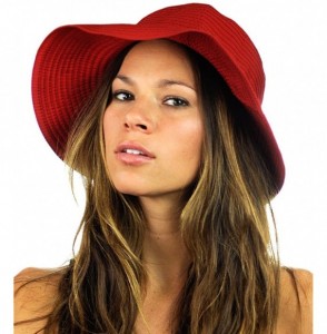 Sun Hats Women's Bow Accent Crushable Packable up Brim Beach Sun Hat - Red - C912E37N2W5