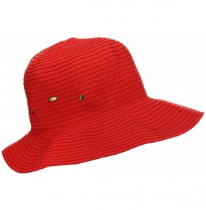 Sun Hats Women's Bow Accent Crushable Packable up Brim Beach Sun Hat - Red - C912E37N2W5