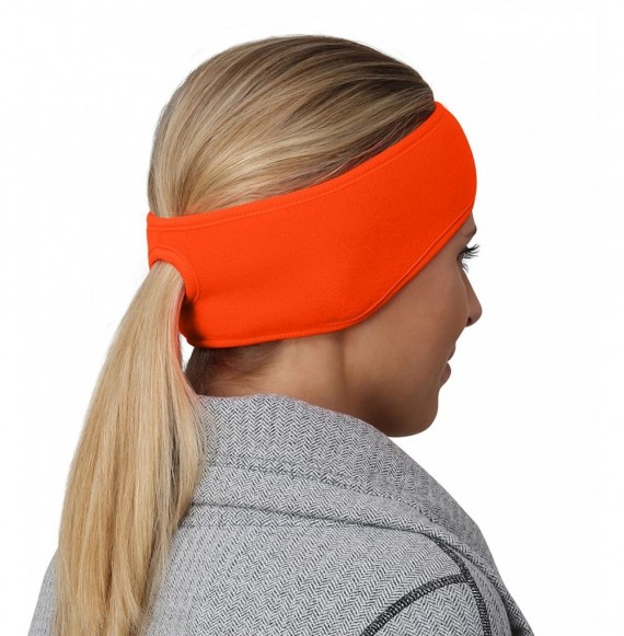 Balaclavas Women's Ponytail Headband - Fleece Earband - Winter Running Headband - Hunter Orange - CX12MYVRABA