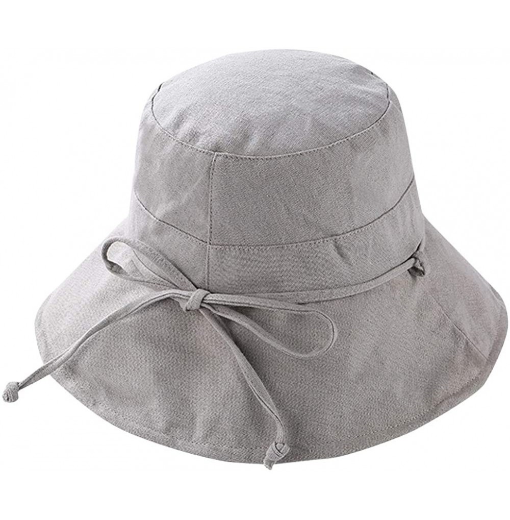 Bucket Hats Women's UV Protection Sun Bucket Beach Cap Outdoor Fisherman Bucket Hat - Light Grey - CS18OCOWE42
