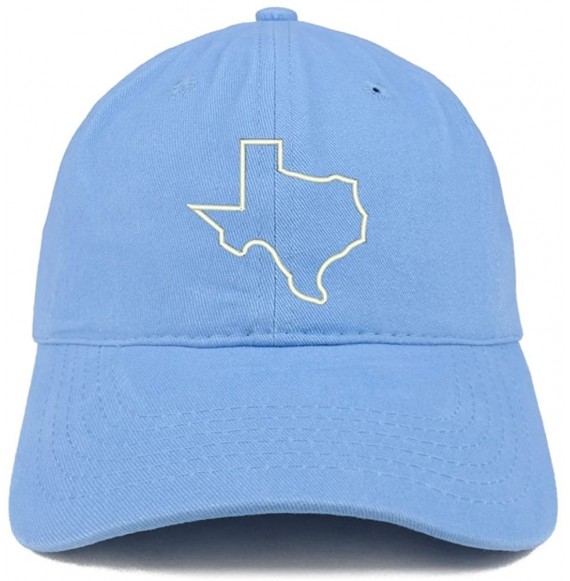 Baseball Caps Texas State Outline Embroidered Brushed Cotton Dad Hat Cap - Carolina Blue - CP185HS2OE2