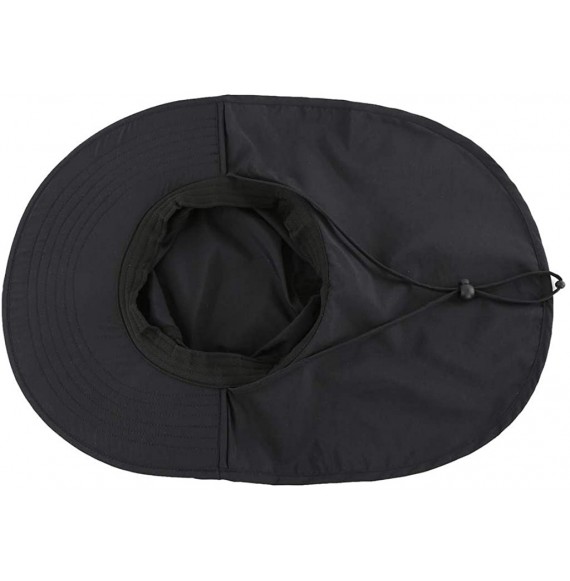 Sun Hats Outdoor UPF50+ Sun Hat Wide Brim Mesh Fishing Hat with Neck Flap - Black - CK18OT4ZU88
