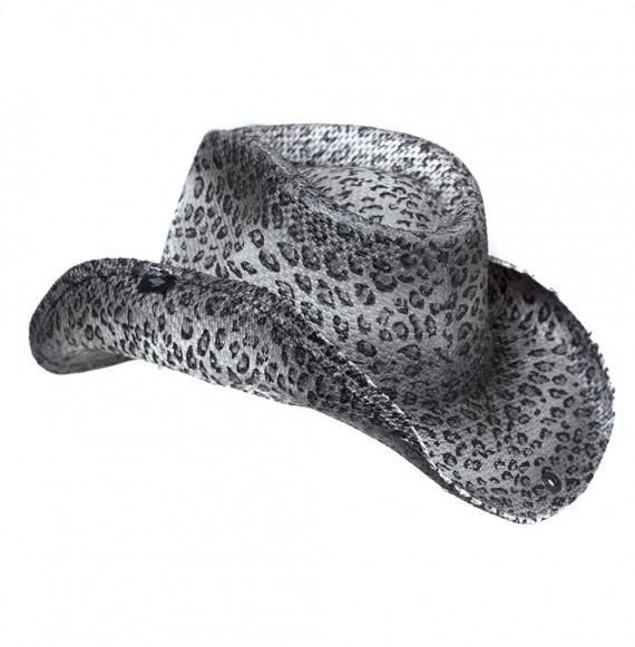 Cowboy Hats Women's Animal Instinct Gray Cheetah Cowboy Hat - Shapeable Brim - CS11NMCN5H5