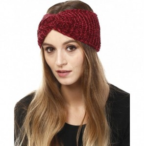 Headbands Women's Winter Knitted Headband Ear Warmer Head Wrap (Flower/Twisted/Checkered) - Twisted-burgundy - C418I9NIGTW