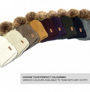 Skullies & Beanies Womens Winter Knitted Beanie Detachable - Beige - C4123U5SME9