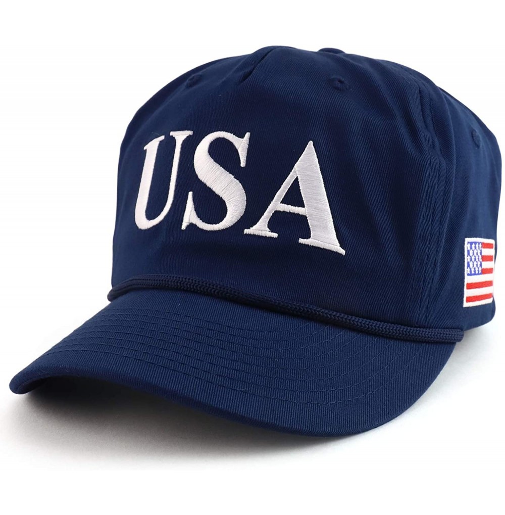 Baseball Caps Donald Trump USA 45th President Embroidered Cap with Rope - Navy - C519480IYDQ