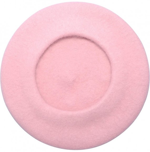 Berets Wool French Beret Hat Solid Color Beret Cap for Women Girls - Mosaic Pink - CL18WDKWRTW