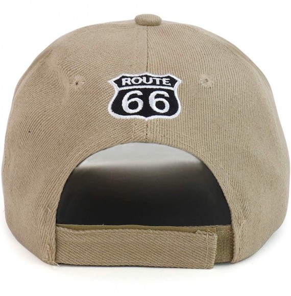 Baseball Caps Route 66 Angel Wings Embroidered Structured Baseball Cap - Khaki - CC18OQAZQD2