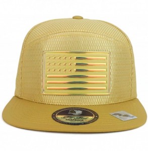 Baseball Caps High Frequency USA Flag Cool Fabric Flatbill Snapback Cap - Gold Gold - CH18OEN23DL